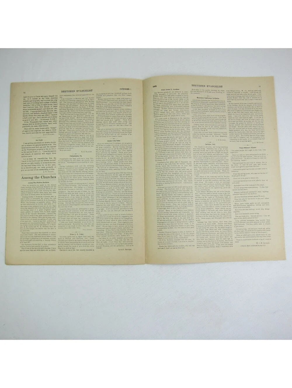Brethren Evangelist Christian Newspaper Ashland Ohio Antique October 1st 1902